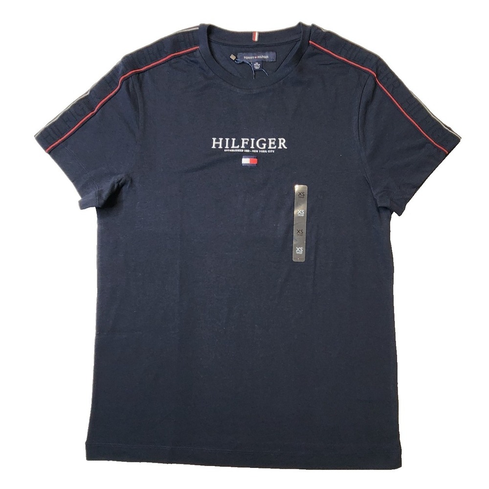 Tommy Hilfiger Men's T-shirt Short Sleeve Crewneck Flag Logo Navy Size XS‎ OEM
